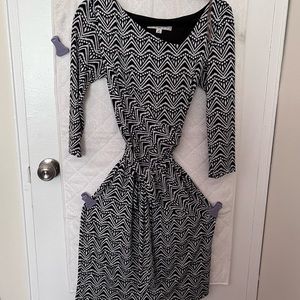 Semi-fitted faux wrap dress